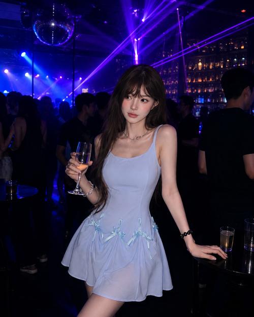 Baby Blue Ribbon Bubble Mini Dress