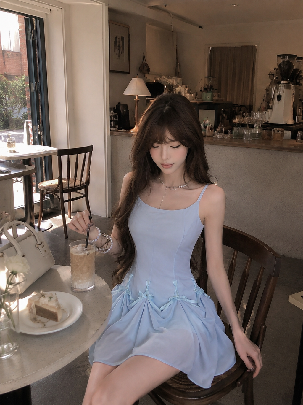 Baby Blue Ribbon Bubble Mini Dress