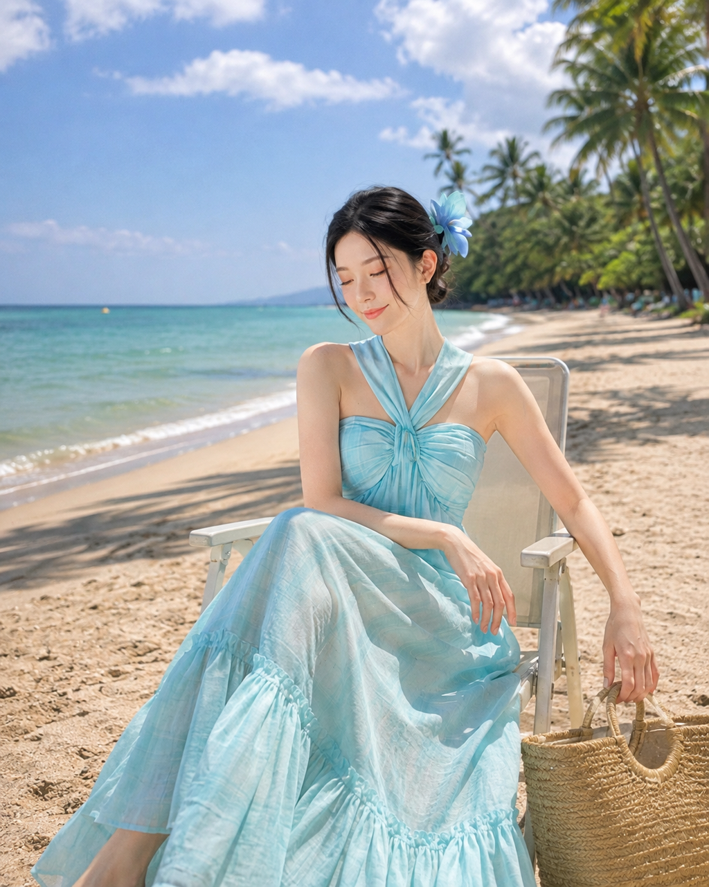 Ocean Breeze Halter Maxi Dress