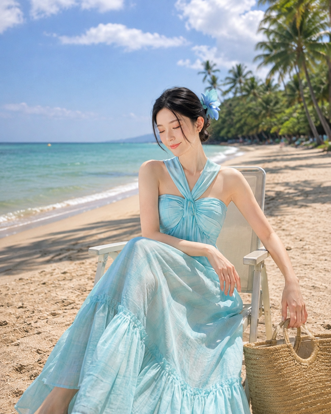 Ocean Breeze Halter Maxi Dress