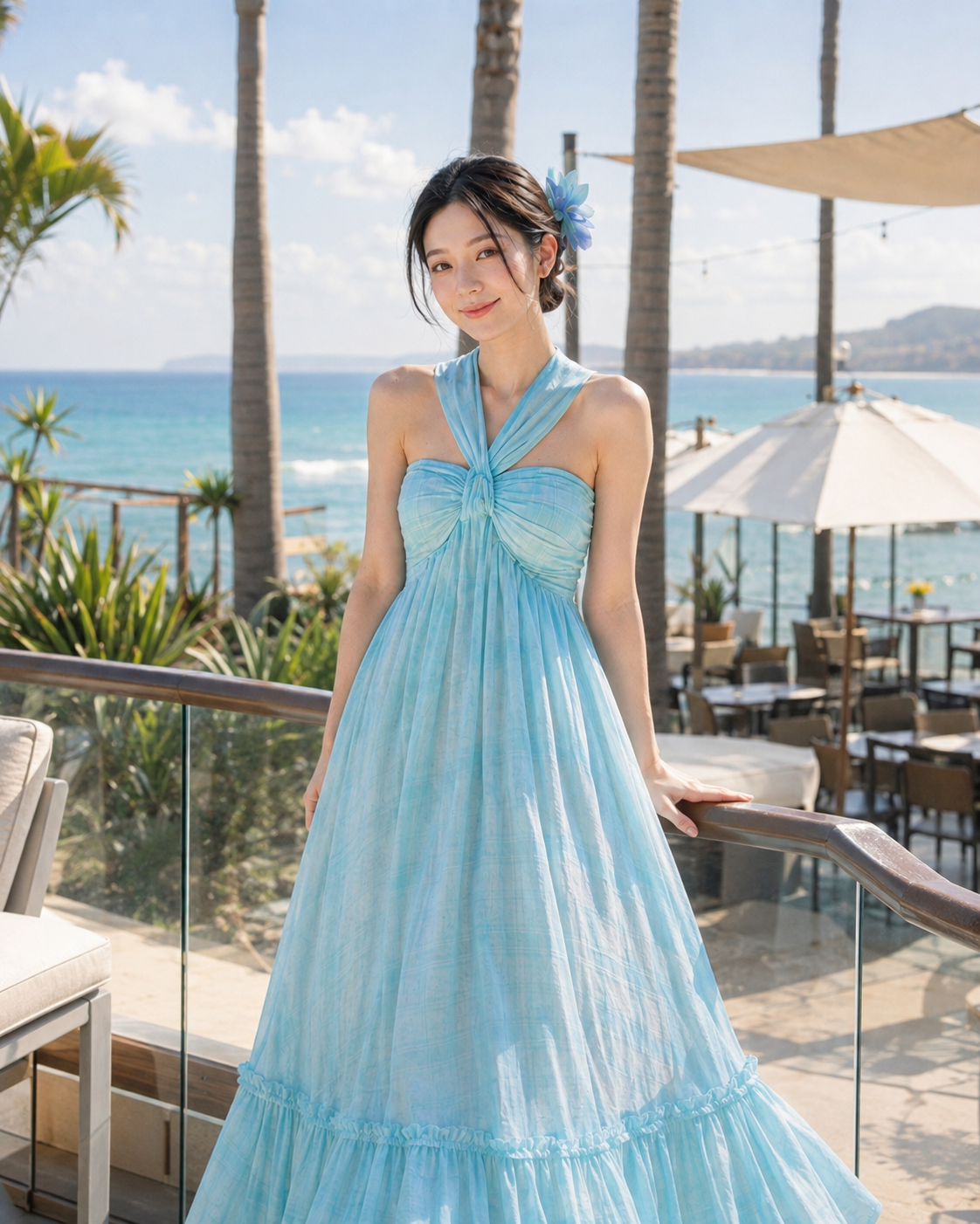 Ocean Breeze Halter Maxi Dress