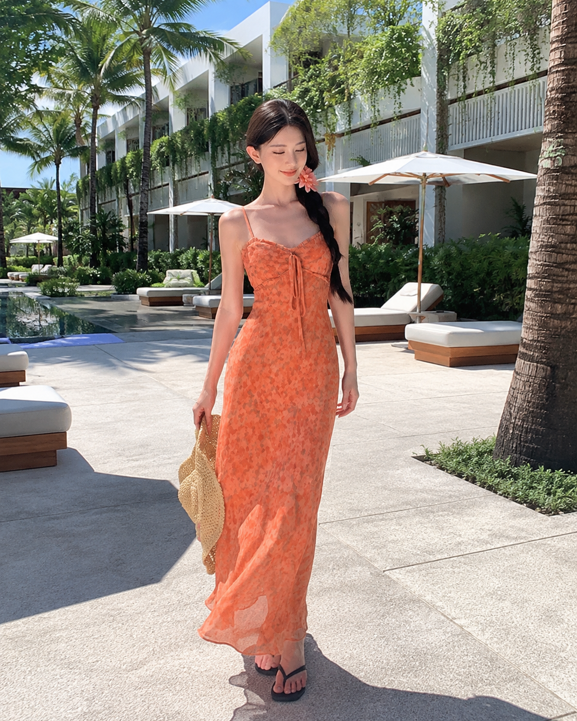 Sunset Bloom Ruched Maxi Dress