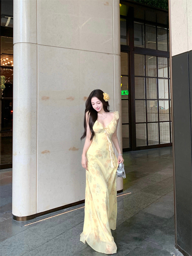 Sunlit Garden Ruffle Maxi Dress