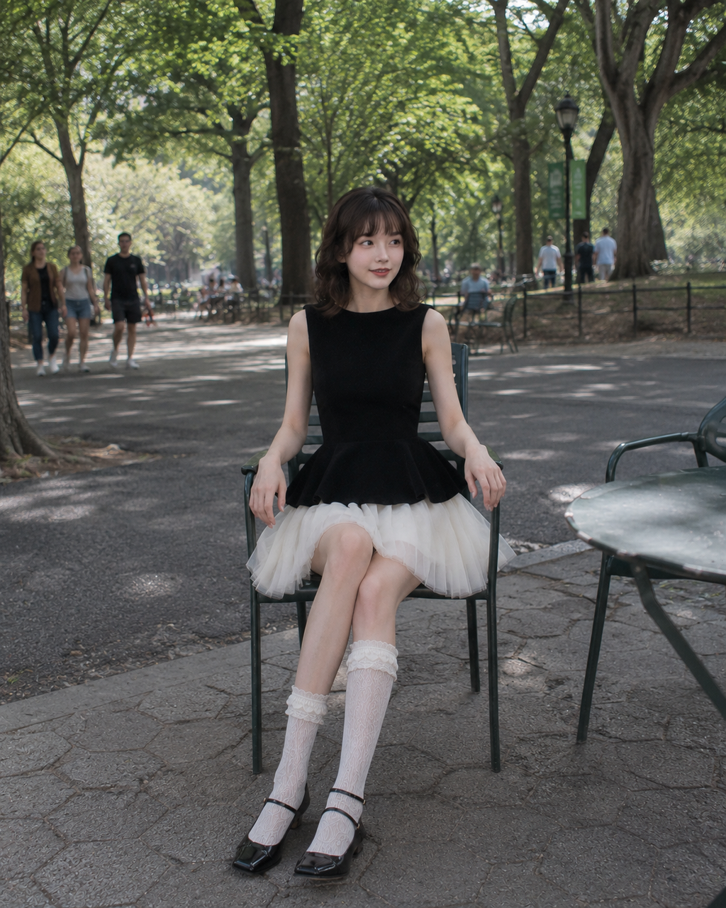 Black & White Peplum Tulle Mini Dress